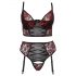 Cottelli Plus Size - BH-Set mit Strumpfhalter (schwarz-rot) 