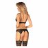 Obsessive Chemeris - BH-Set mit Strumpfhalter (schwarz)  - M/L