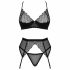 Obsessive Chemeris - BH-Set mit Strumpfhalter (schwarz)  - M/L