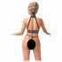 Abierta Fina - Offenes Dessous-Set mit Ketten (schwarz) - M