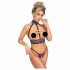 Abierta Fina - Offenes Dessous-Set mit Ketten (schwarz) - L