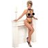 Abierta Fina - Offenes Dessous-Set mit Kette (schwarz) - L