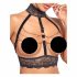 Abierta Fina - Offenes Dessous-Set mit Ketten (schwarz) - L