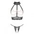 Abierta Fina - Offenes Dessous-Set mit Kette (schwarz) - L