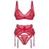 Obsessive Cupid Desir - Spitzenwäsche-Set (rot) - L/XL