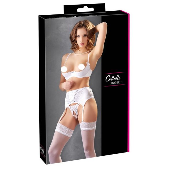 Cottelli - Korsagiertes, Spitzen-Bustier-Set (Weiß)  - 80B/M