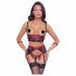 Cottelli Bondage - Matt, Spitzen-BH-Set (rot)  - XL