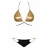 Obsessive Goldivia - Glänzender Bikini mit Halsband (Gold-Schwarz) 