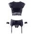 Cottelli Bondage - Spitzen-Glänzender, Ketten-Dessous-Set (schwarz)  - XL