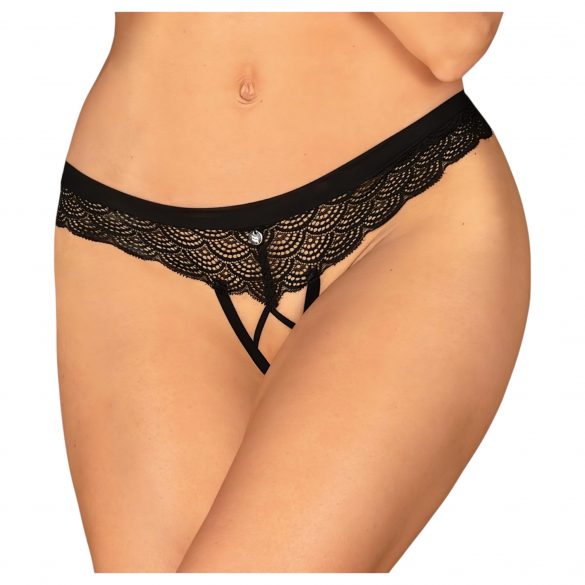 Obsessive Chemeris - offener Tanga (Schwarz)  - XL/XXL