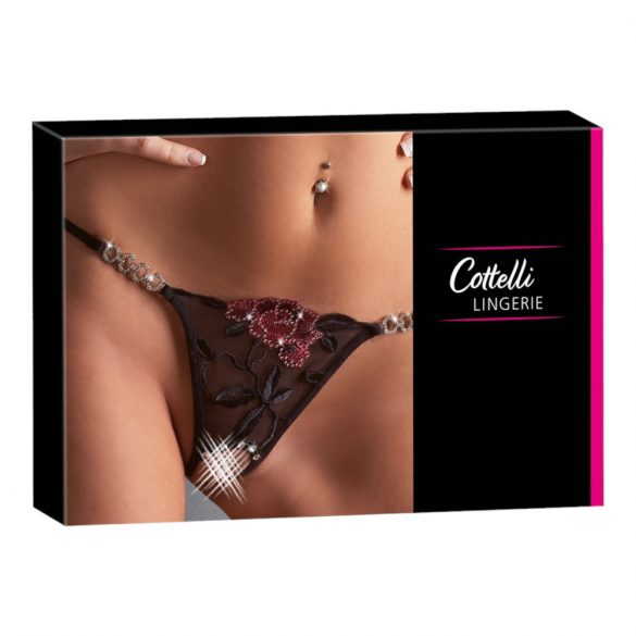 Cottelli - Offener Tanga mit Rosenmotiv  - M/L