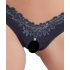 Cottelli - Offener Damen-Slip mit Perlen und Blumenmuster (schwarz) - M