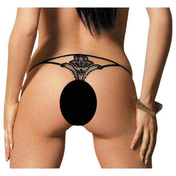 Obsessive Luiza - Tulpenstickerei Tanga (schwarz) 