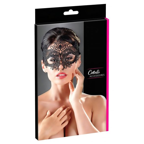 Cottelli - Bestickte Maske mit Spitzenoptik (schwarz)