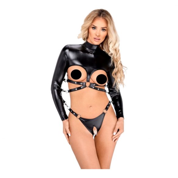 Bad Kitty - Bondage-Set mit offenem Bustier (schwarz)  - M