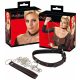 Bad Kitty - Herz-Halsband mit Metall-Leine (schwarz-rot) 