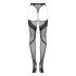 Obsessive S336 - Offene Strumpfhose mit Streifenmuster (schwarz) - S-L 