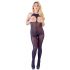 NO:XQSE - offener, Halterneck-Sexoverall - schwarz (S-L) 