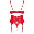 Obsessive Amor Cherris - Spitzen-Set mit Strumpfhalter (rot) - L/XL