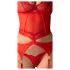 Obsessive Cupide Desir - transparentes Spitzen-Set (Rot) - L/XL