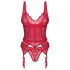 Obsessive Cupide Desir - transparentes Spitzen-Set (Rot) - L/XL