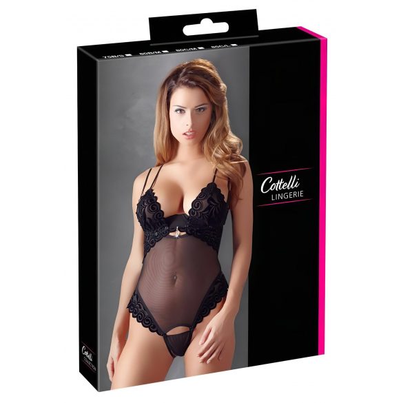 Cottelli - Samtiger, veränderbarer Body (schwarz)  - 80B/M