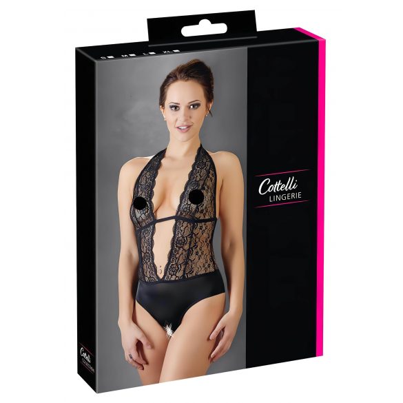 Cottelli - Spitzen-Neckholder-Body (schwarz)  - M