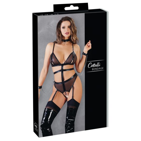 Cottelli Bondage - Gurt offener Body mit Ketten (schwarz)  - L