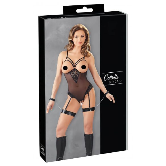 Cottelli Bondage - Metallring-Body und Handschellen (Schwarz)