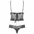 Obsessive Alluria - Florales Spitzen-Bodysuit (Schwarz) 