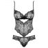 Obsessive Alluria - Florales Spitzen-Bodysuit (Schwarz)  - L/XL