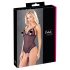 Cottelli - Spitzen, perlenverziertes, offenes Body (schwarz)  - XL