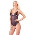 Cottelli - Spitzen, perlenverziertes, offenes Body (schwarz)  - XL