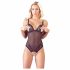 Cottelli - Spitzen, perlenverziertes, offenes Body (schwarz)  - XL