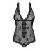 Obsessive Fiorenta - perlenverziertes, offenes, spitzen Body (schwarz)  - L/XL