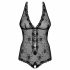 Obsessive Fiorenta - perlenverziertes, offenes, spitzen Body (schwarz)  - L/XL