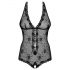 Obsessive Fiorenta - perlenverziertes, offenes, spitzen Body (schwarz)  - L/XL