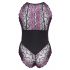 Cottelli Plus Size - Blumen-Body (Schwarz-Lila) 