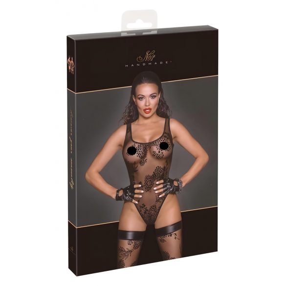 Noir - transparenter, blumiger Body (schwarz) - L