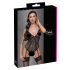 Cottelli - Strumpfhalter, Spitzen-Body mit offenem Schritt (schwarz) - M