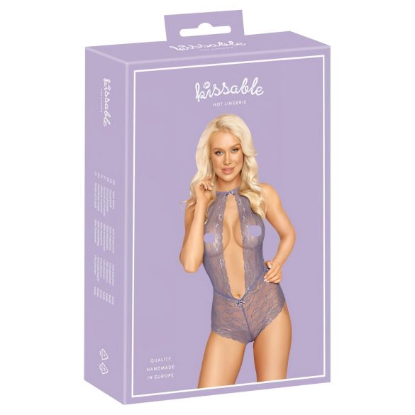 Kissable - Halsband, Spitzenbody (Lila)  - L/XL