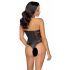 Cottelli Party - Blumenmuster Body (schwarz) 