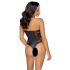 Cottelli Party - Blumenmuster Body (schwarz)  - L