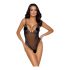 Cottelli - besticktes, offenes Spitzen-Body (schwarz-lila) 