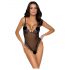 Cottelli - besticktes, offenes Spitzen-Body (schwarz-lila) 