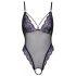 Cottelli - besticktes, offenes Spitzen-Body (schwarz-lila)  - M