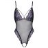 Cottelli - besticktes, offenes Spitzen-Body (schwarz-lila)  - L