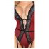 Abierta Fina - offener Body mit Strapsen (schwarz-rot) - M