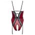 Abierta Fina - Offener Body mit Strumpfhalter (schwarz-rot) - L