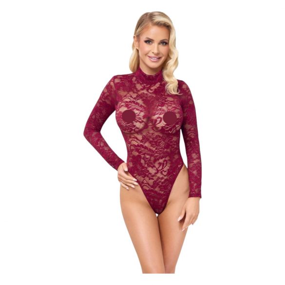 Cottelli - transparenter Spitzenbody (bordeaux)